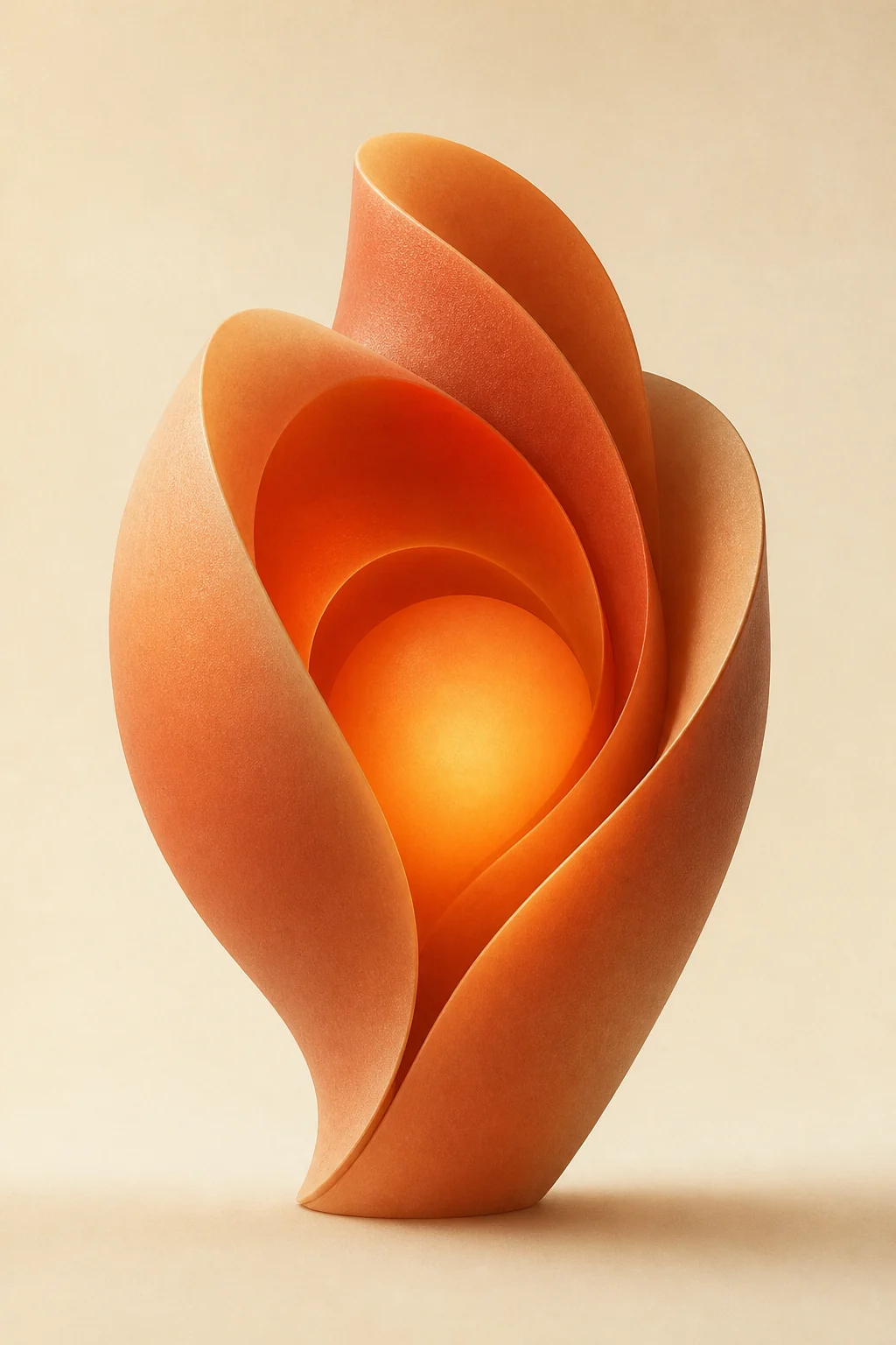 Abstract warm sculpture with a soft glow